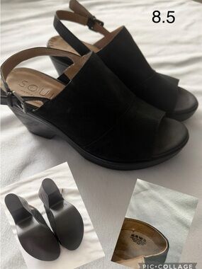 SOUL Naturalizer Black Open-Toe Slingback Wedge Sandals